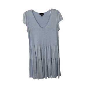 By & By Women's Tiered dress Size L Tiered Baby blue V Neck Cottagecore casual